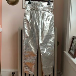 Glamorous Metallic High Waisted Pleated Pants